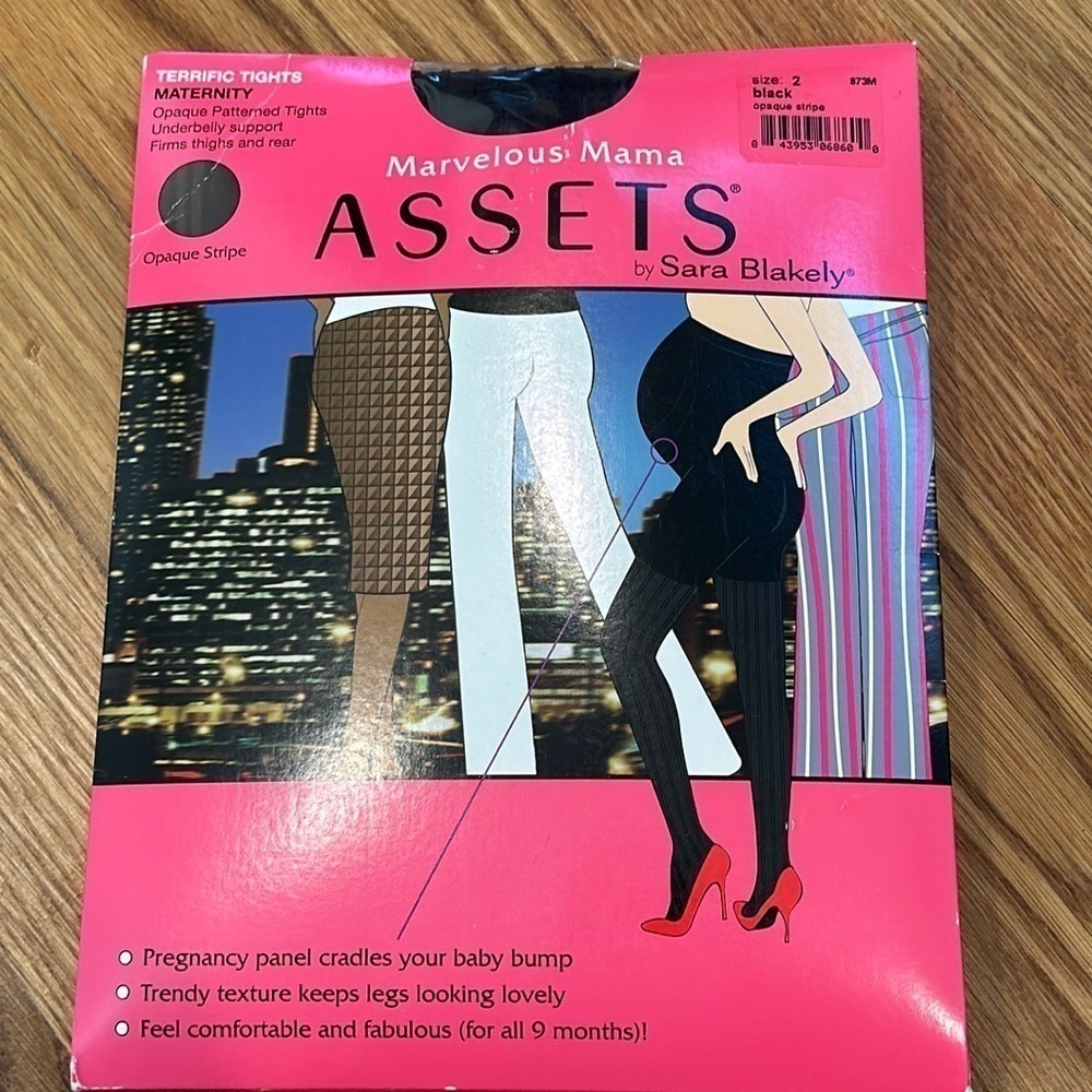 Spanx Marvelous Mama Maternity tights black opaque stripe sz medium new